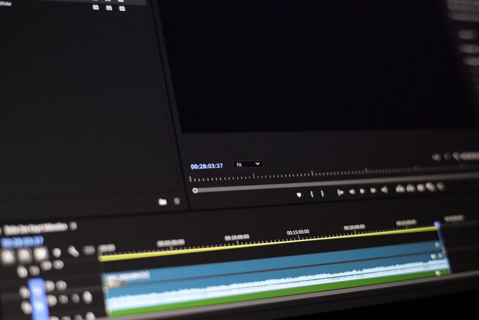 Video editing workspace creating a cinematic wedding video